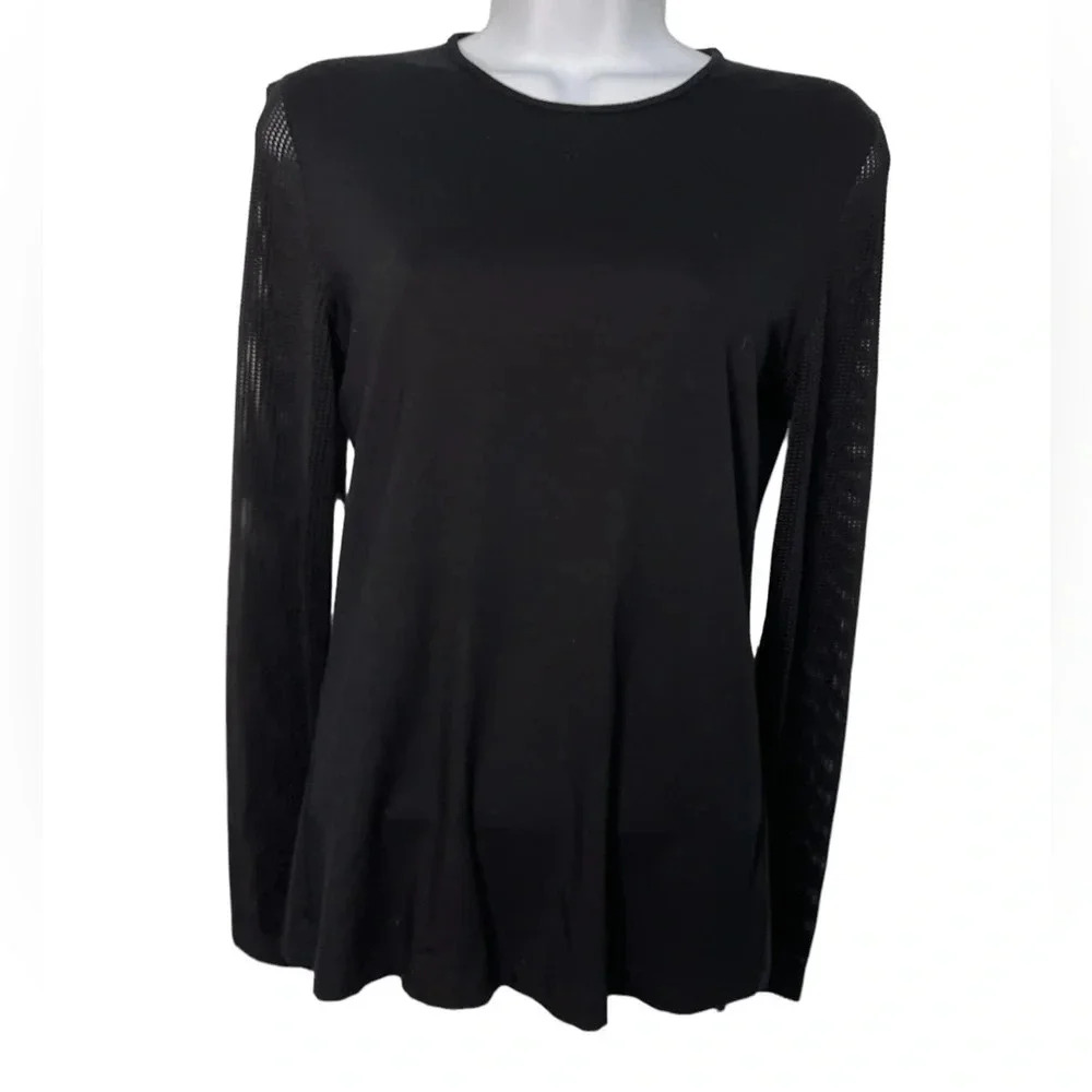 Akris Punto women’s Black mesh sleeved top - size 6